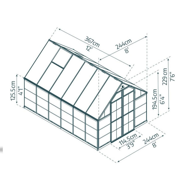 Canopia - Polycarbonate garden greenhouse - Balance Grise - 244x367cm