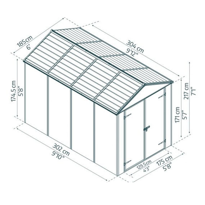 Canopia - Abris de jardin Rubicon - Anthracite - 304x175cm