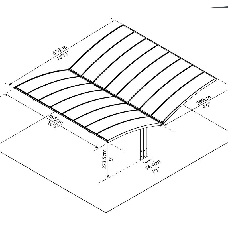 Canopia - Dubbele carport - Arizona Wave vleugels en boog - Grijs
