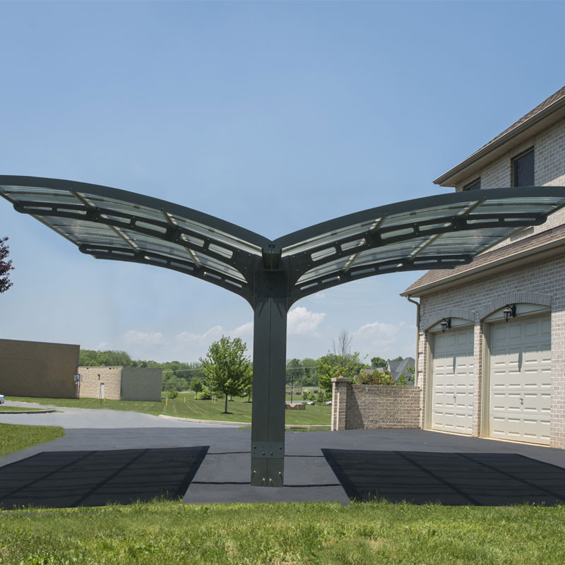 Canopia - Dubbele carport - Arizona Wave vleugels en boog - Grijs