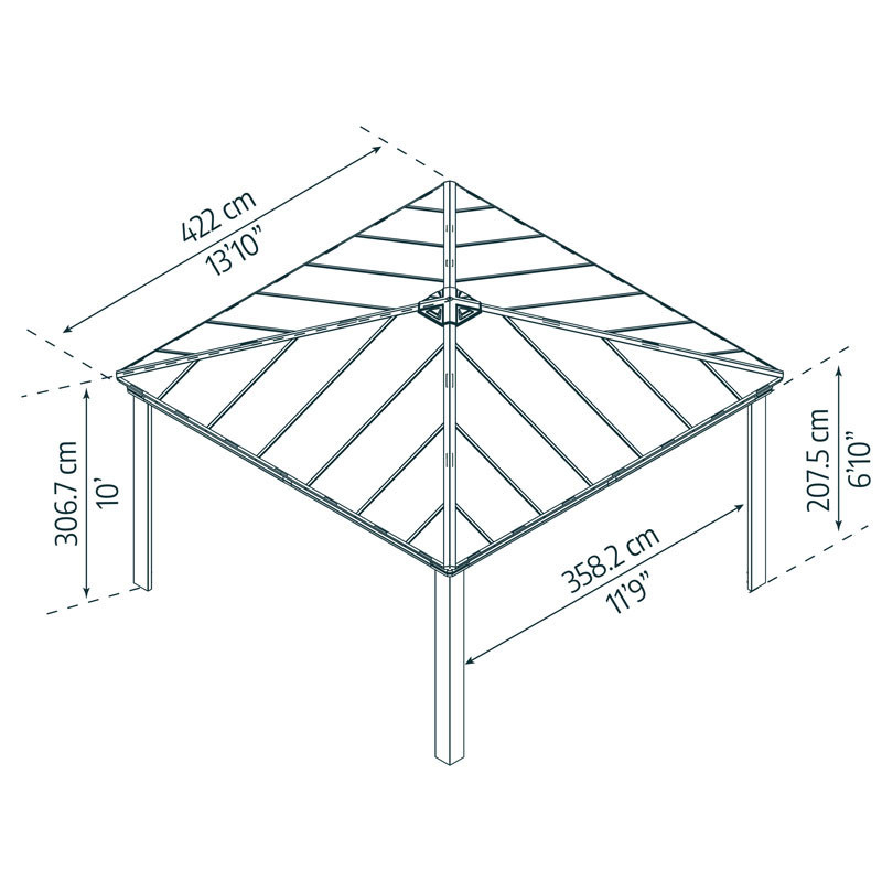 Canopia - Double Carport - Colorado - 358x358x207.5 cm (14x14) - Grey