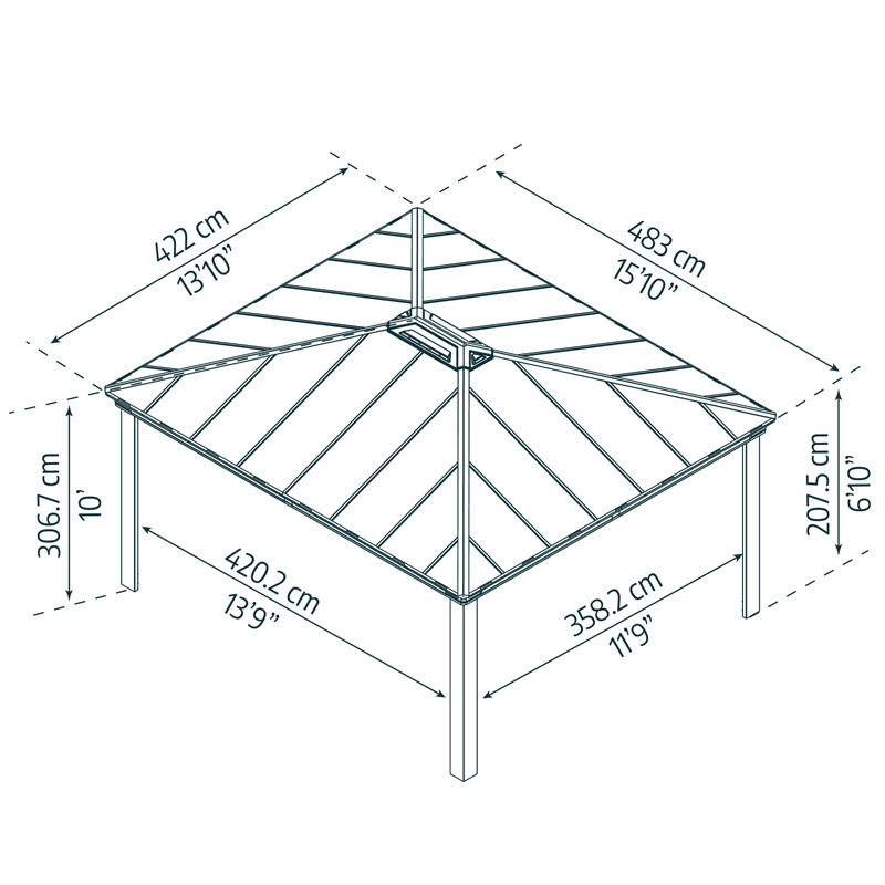 Canopia - Carport doppio - Colorado - 420x358x207,5cm (14x16) - Grigio