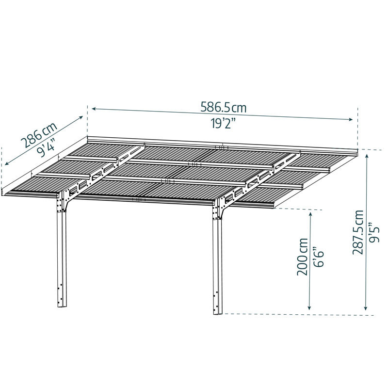 Canopia - Vlakke carport - Sydney Wave 6000 - Zonnegrijs