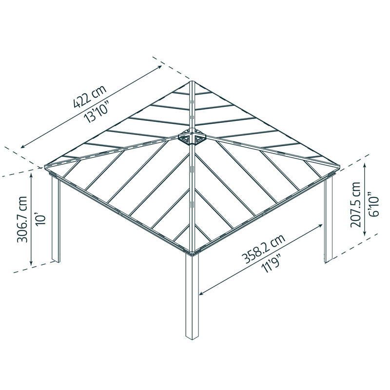 Canopia - Pergola Gazebo Dallas - 358x358x207,5 cm (14x14) - Grigio