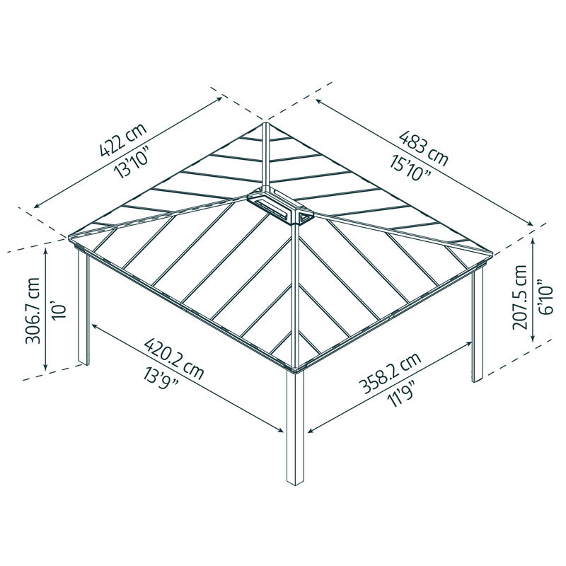 DALLAS 14X16 GARDEN GAZEBO GREY GREY
