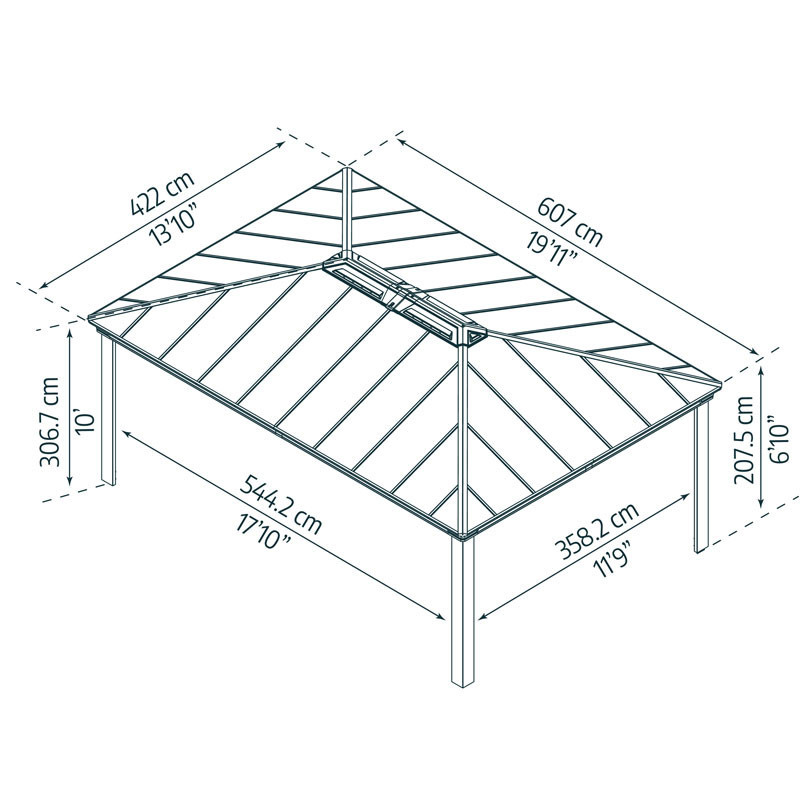 Canopia - Pergola Gazebo Dallas - 544x358x207,5 cm (14x20) - Grijs