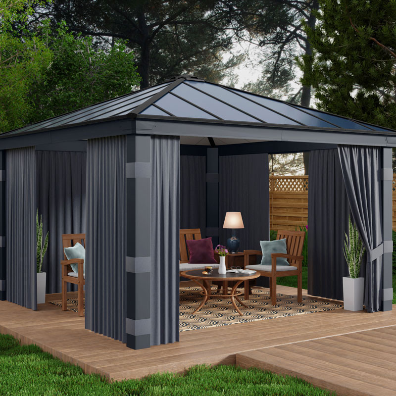 Canopia - Tende opache per pergola Dallas - 4 tende - 435x212cm (14x14) - Grigio