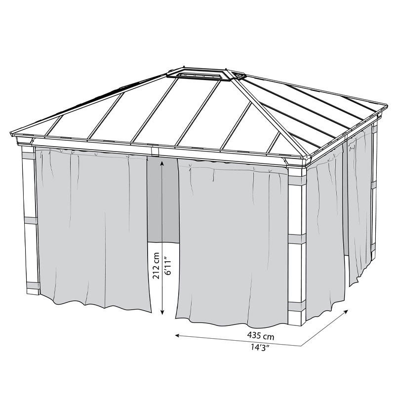 Canopia - Tende opache per pergola Dallas - 4 tende - 435x212cm (14x14) - Grigio