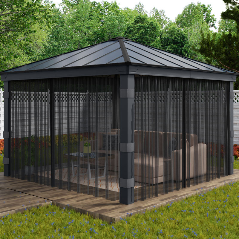 Canopia - Moskitonetz für Pergola Dallas - 4 Vorhänge - 435x212cm (14x14) - Grau
