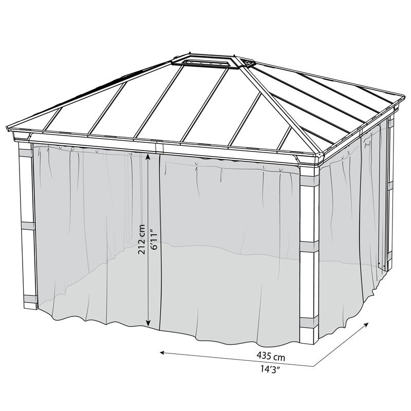 Canopia - Moskitonetz für Pergola Dallas - 4 Vorhänge - 435x212cm (14x14) - Grau