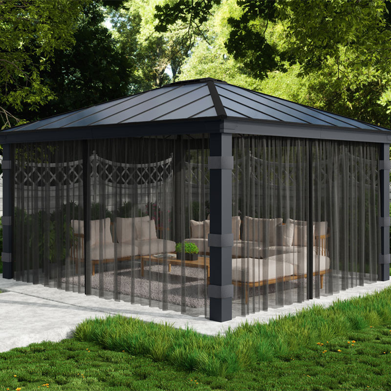 Canopia - Moustiquaire pour pergola Dallas - 4 rideaux - 466x212cm (14x16) - Gris