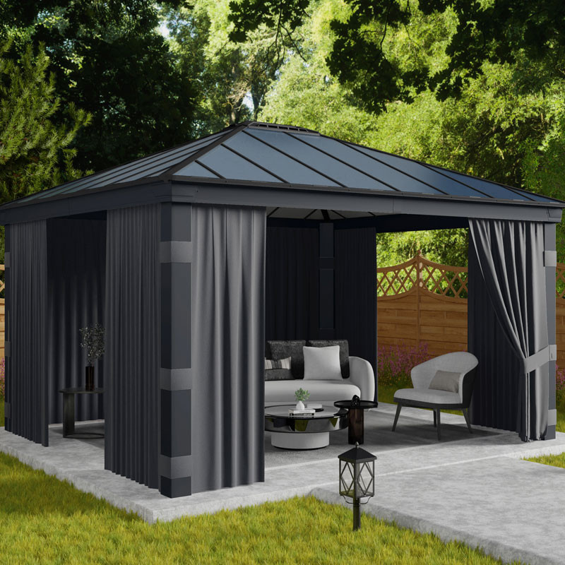 Canopia - Rideaux opaques pour pergola Dallas - 4 rideaux - 533x212cm (14x20) - Gris