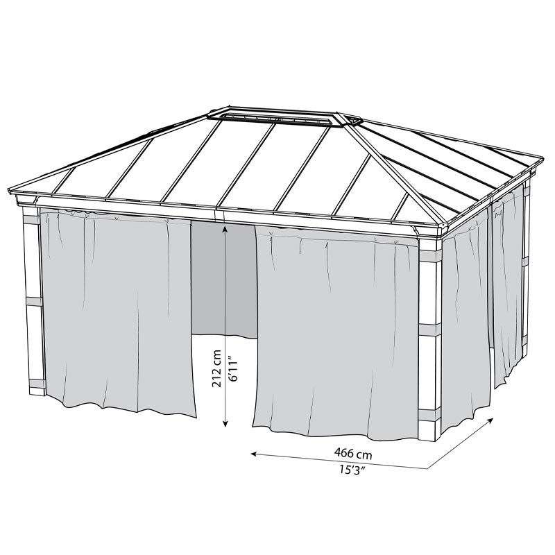 Canopia - Rideaux opaques pour pergola Dallas - 4 rideaux - 533x212cm (14x20) - Gris