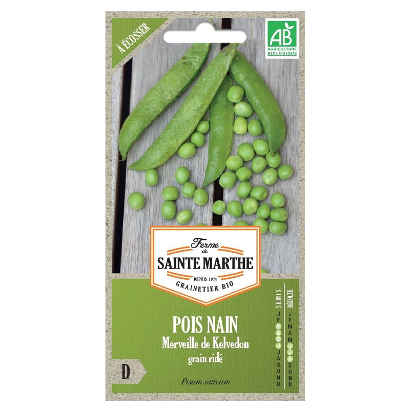 La ferme Sainte Marthe - 310 graines AB - Pois nain merveille de kelvedon grain ridé à écosser