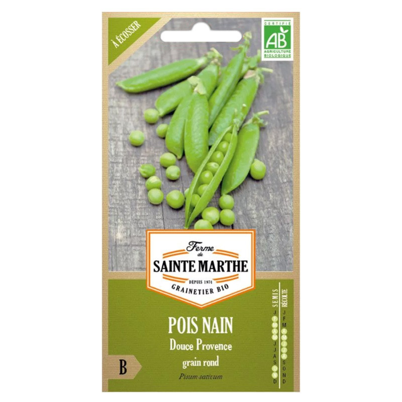 La ferme Sainte Marthe - 280 graines AB - Pois nain douce provence grain rond à écosser