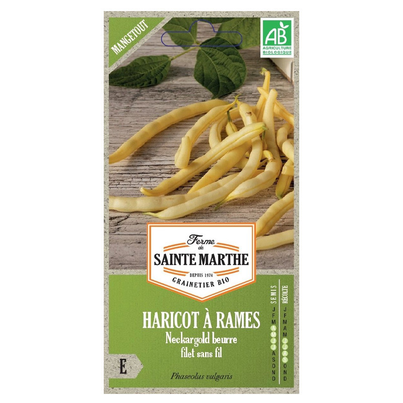 La ferme Sainte Marthe - 190 graines AB - Haricot à rames neckargold mangetout