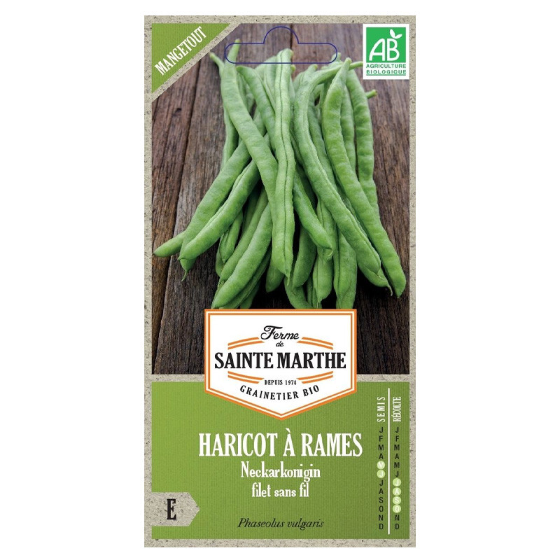La ferme Sainte Marthe - 190 graines AB - Haricot à rames neckarkonigin mangetout