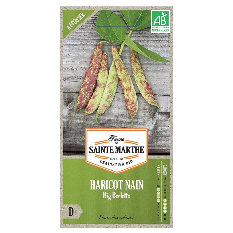 La ferme Sainte Marthe - 135 graines AB - Haricot nain big borlotto à écosser