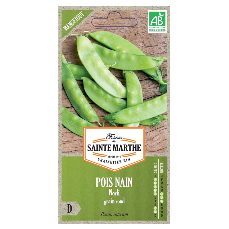 La ferme Sainte Marthe - 465 graines AB - Pois nain Norli grain rond mangetout