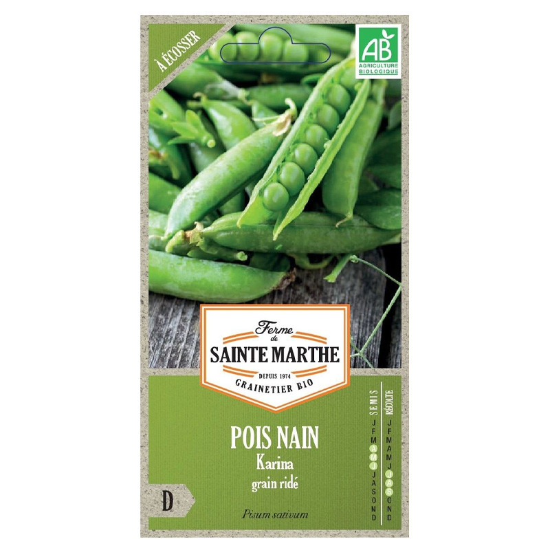 La ferme Sainte Marthe - 460 graines AB - Pois nain Karina grain ridé à écosser