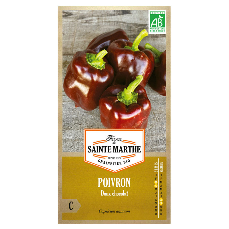 La ferme Sainte Marthe - 30 graines AB - Poivron doux chocolat