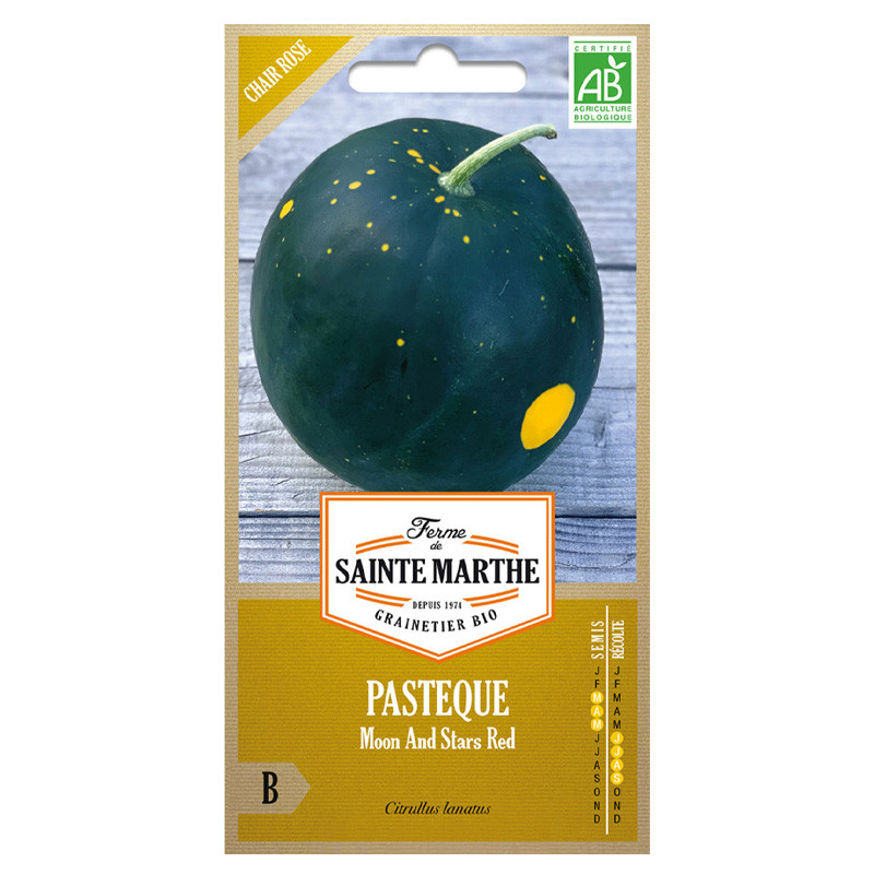 La ferme Sainte Marthe - 15 graines AB - Pastèque Moon and stars red