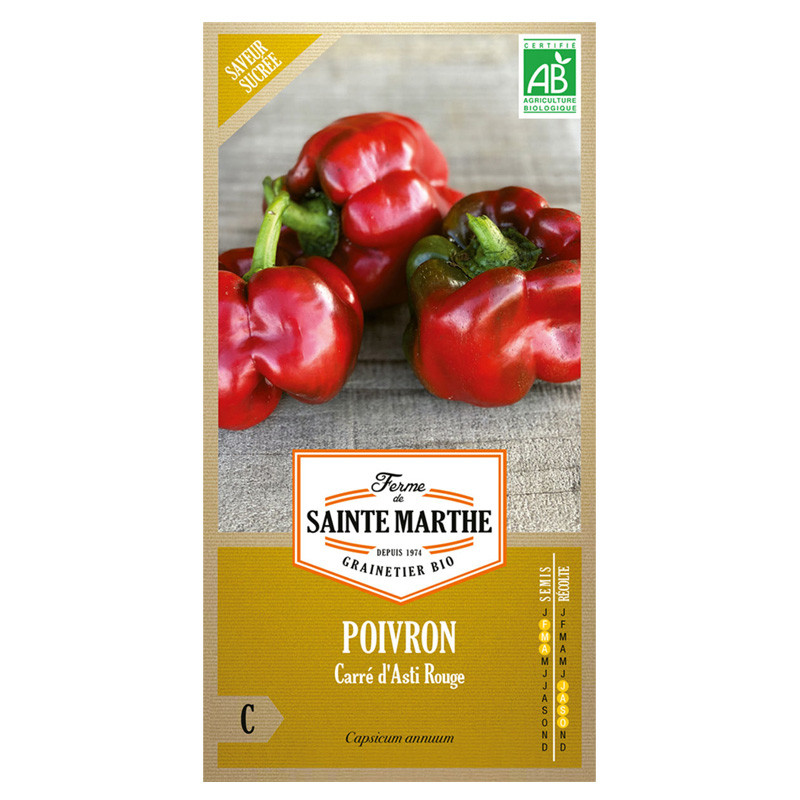 La ferme Sainte Marthe - 30 graines AB - Poivron carré d'asti rouge