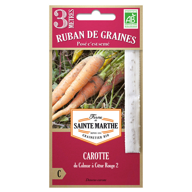 La ferme Sainte Marthe - 200 graines AB - Ruban de carotte de Colmar à coeur rouge 2