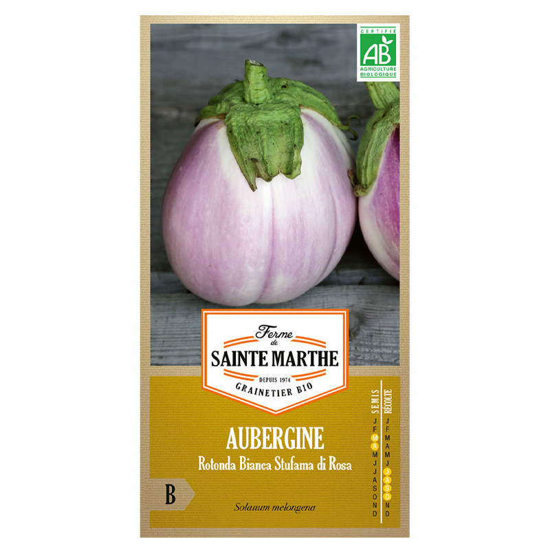 La ferme Sainte Marthe - 50 graines AB - Aubergine Rotonda Bianca Sfumata Di Rosa