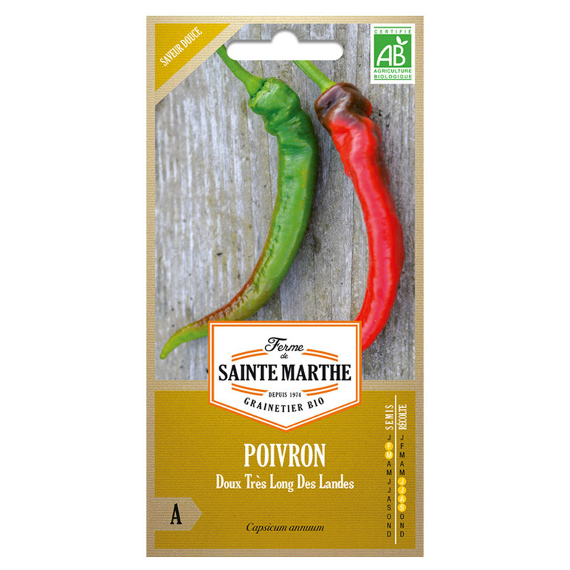 La ferme Sainte Marthe - 30 semillas AB - Pimiento de las Landas muy largo y dulce