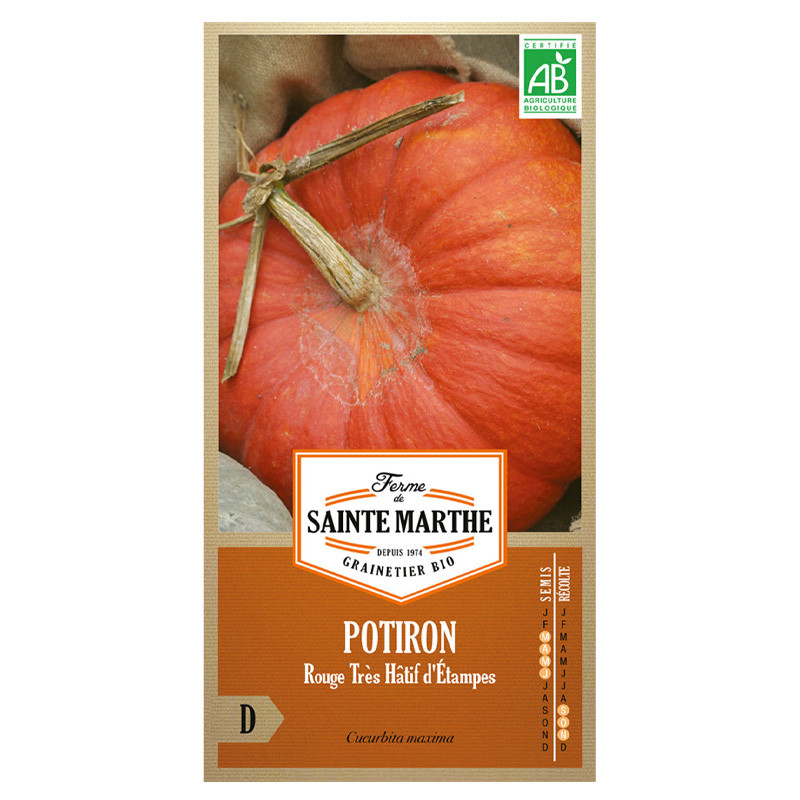 La ferme Sainte Marthe - 235 graines AB - Potiron rouge très hatif d'Etampes