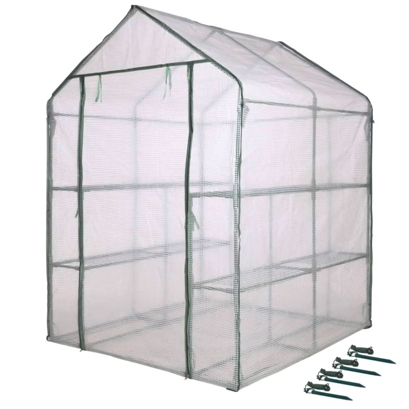 Nature - Serre de jardin 2m² + 2 étagères - Tube aluminium - 195x140x140cm