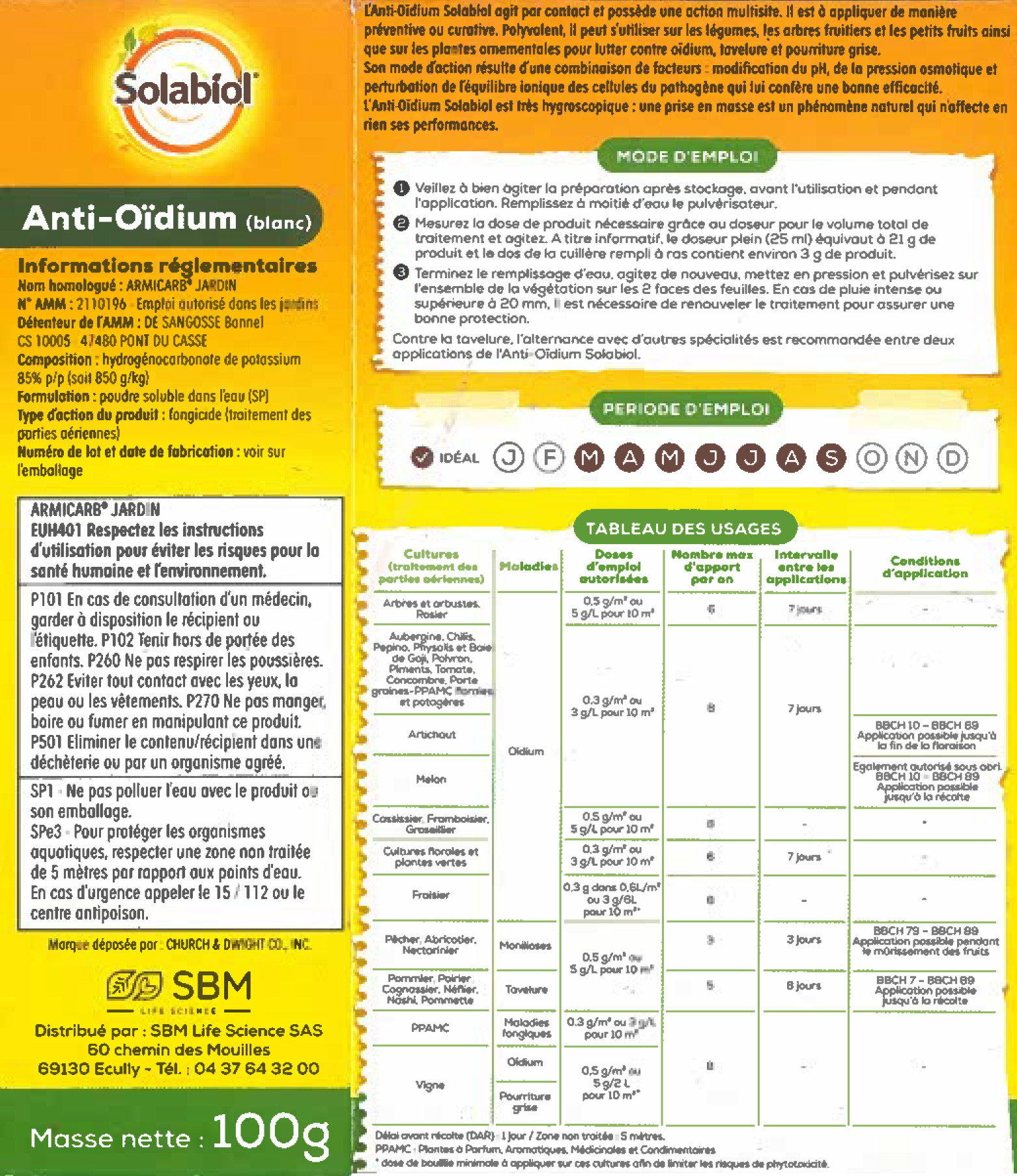 Solabiol - Anti-oïdium blanc étui 100g