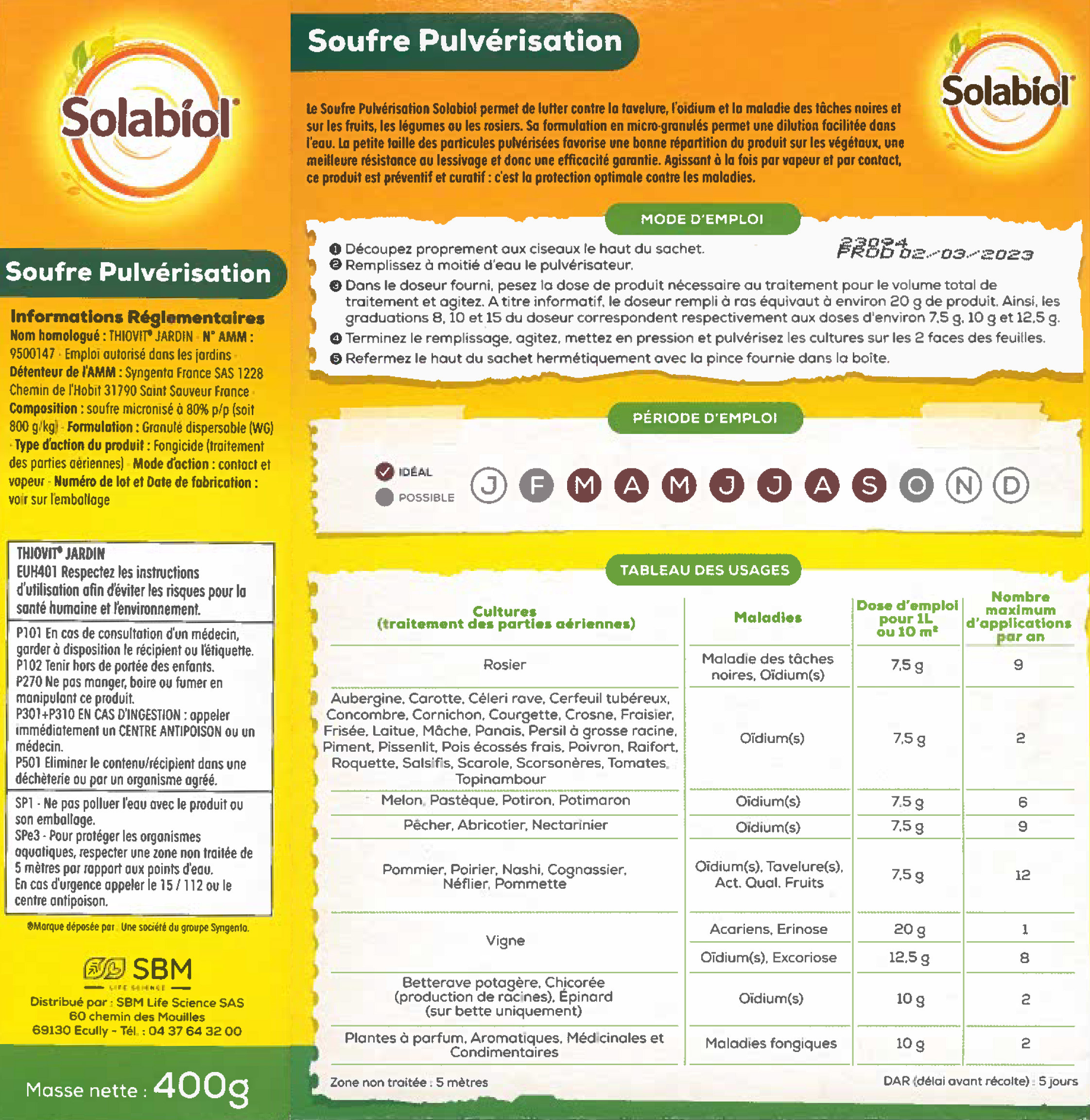 Solabiol - Schwefel Spritzen 400g