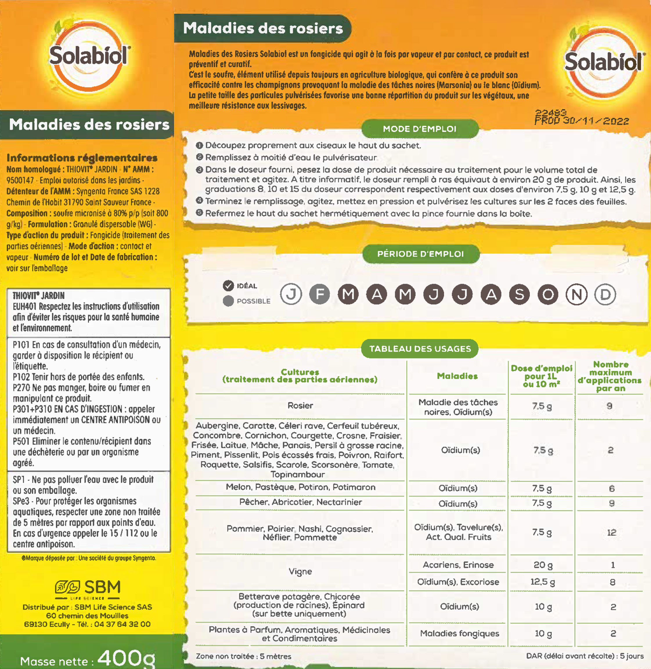 Solabiol - Maladies des Rosiers 400g