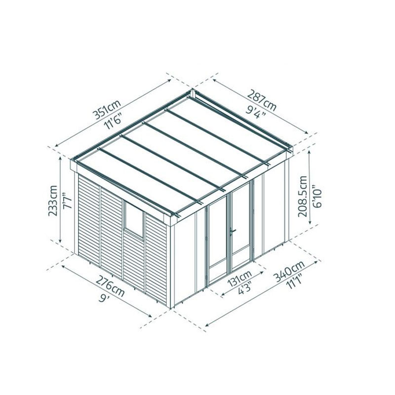 Canopia - Studio da giardino Copenhagen - 287x351 cm (10x12) - Nero