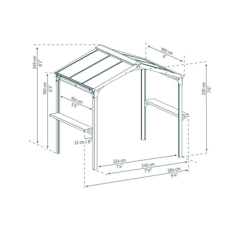 Canopia - Compartimento para churrasco Austin 2400 - 180x284cm - Preto
