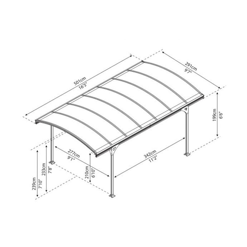 Canopia - Carport Vitoria 5000 - 501x291cm (10x17) - Grigio