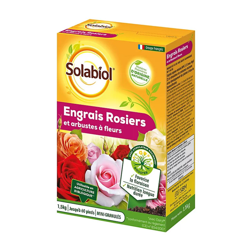Solabiol - Engrais rosiers et arbustes à fleurs - 1,5kg