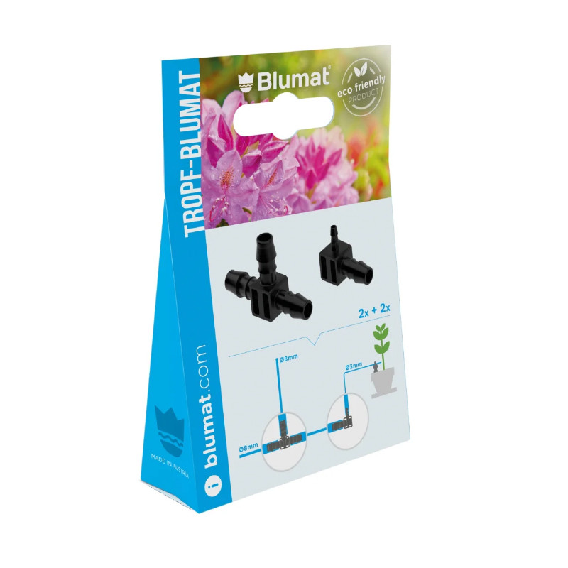 Blumat - Set of 2 Irrigation tees + plugs - 8mm