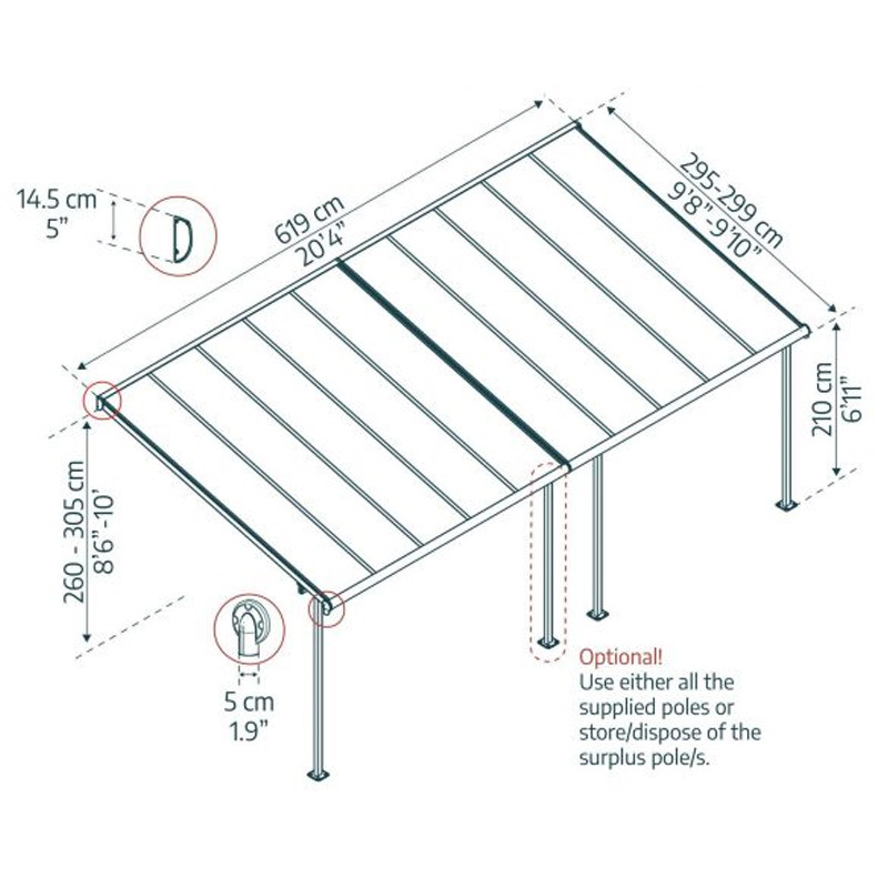 Canopia - Pergola Sierra - 3X6.2M - Gris clair