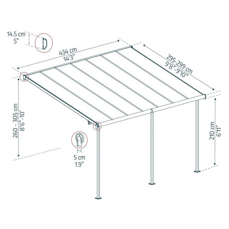 Canopia - Pergola Sierra - 3X4.3M - Gris clair