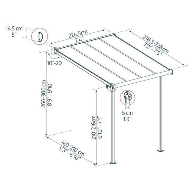 Canopia - Pergola Sierra - 2.2x2.3M - Gris clair