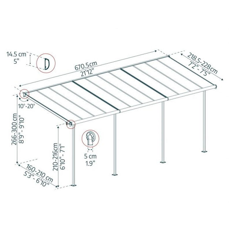 Canopia - Pergola Sierra - 2.2X6.7M - Blanc clair