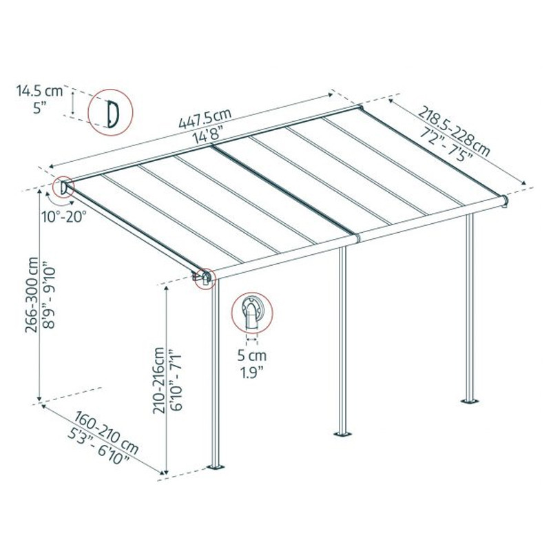 Canopia - Pergola Sierra - 2.2X4.5M - Blanc clair