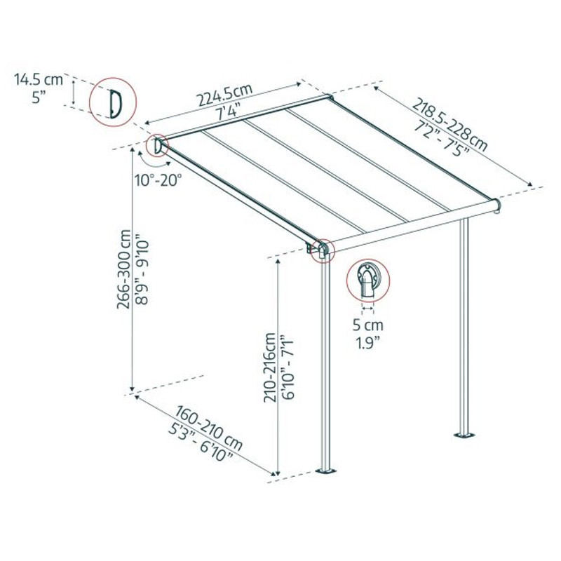Canopia - Pergola Sierra - 2.2X2.3M - Gris clair