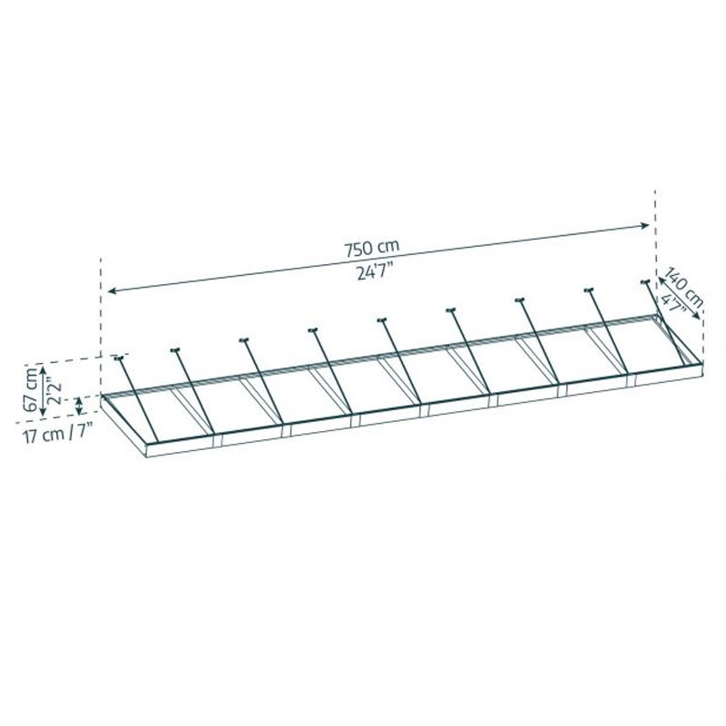 Canopia - Dossel para portas - 750x140cm - Sophia XL 8000 - Cinzento claro