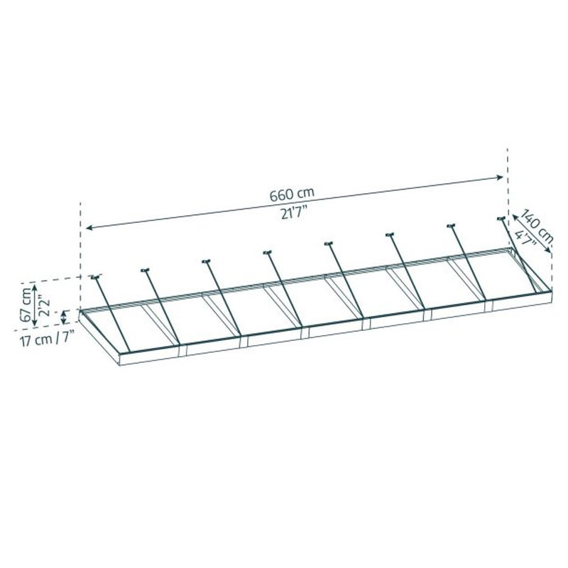 Canopia - Dossel para portas - 660x140cm - Sophia XL 7000 - Cinzento claro