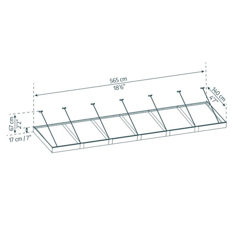 Canopia - Door canopy - 565x140cm - Sophia XL 6000 - Light grey