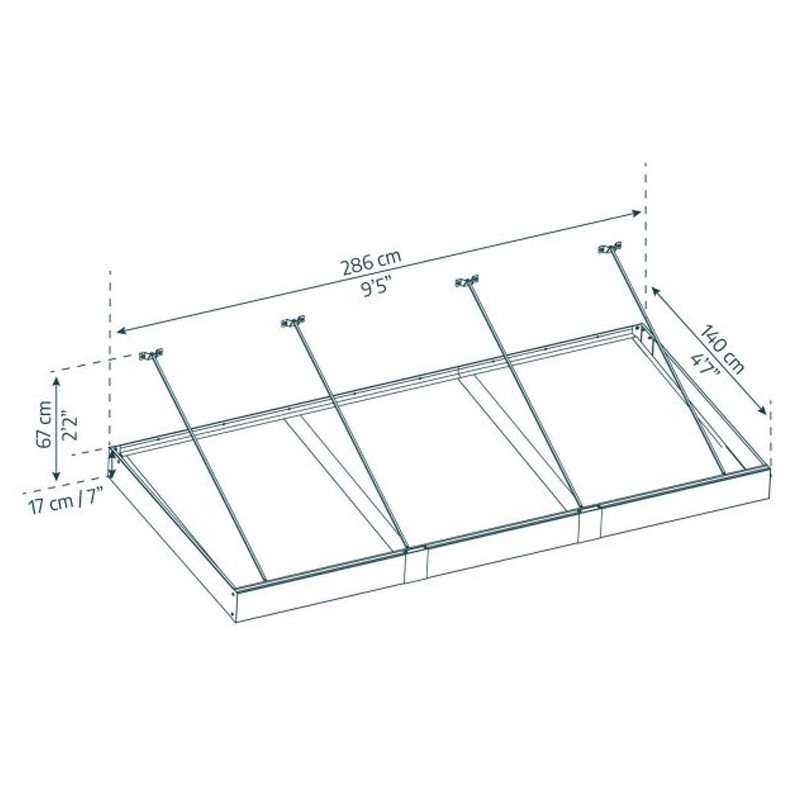 Canopia - Deurluifel - 286x140cm - Sophia XL 3000 - Lichtgrijs